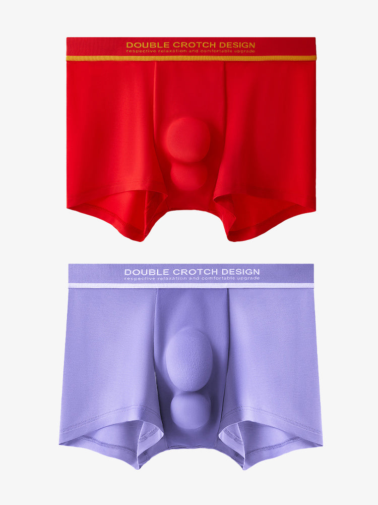 2 Pack Men's Ultra-Soft Modal Double Supportive Pouch Skin-Friendly Soft Trunks | dmunderwear detail image 19