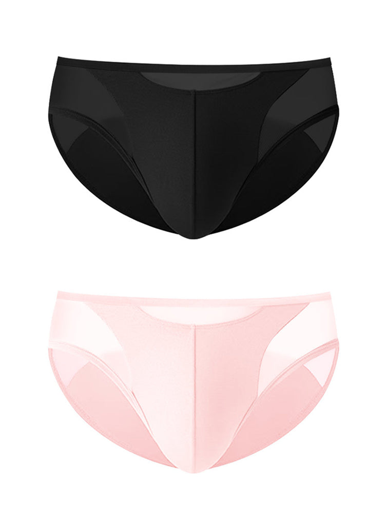 2 Pack Men's Ultra-Soft Modal Sheer Single-Layer Low-Rise Briefs | dmunderwear detail image 14