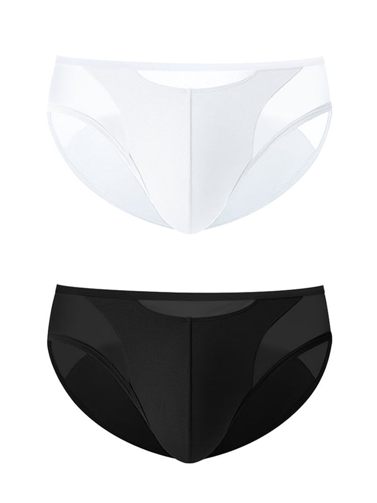 2 Pack Men's Ultra-Soft Modal Sheer Single-Layer Low-Rise Briefs | dmunderwear detail image 2