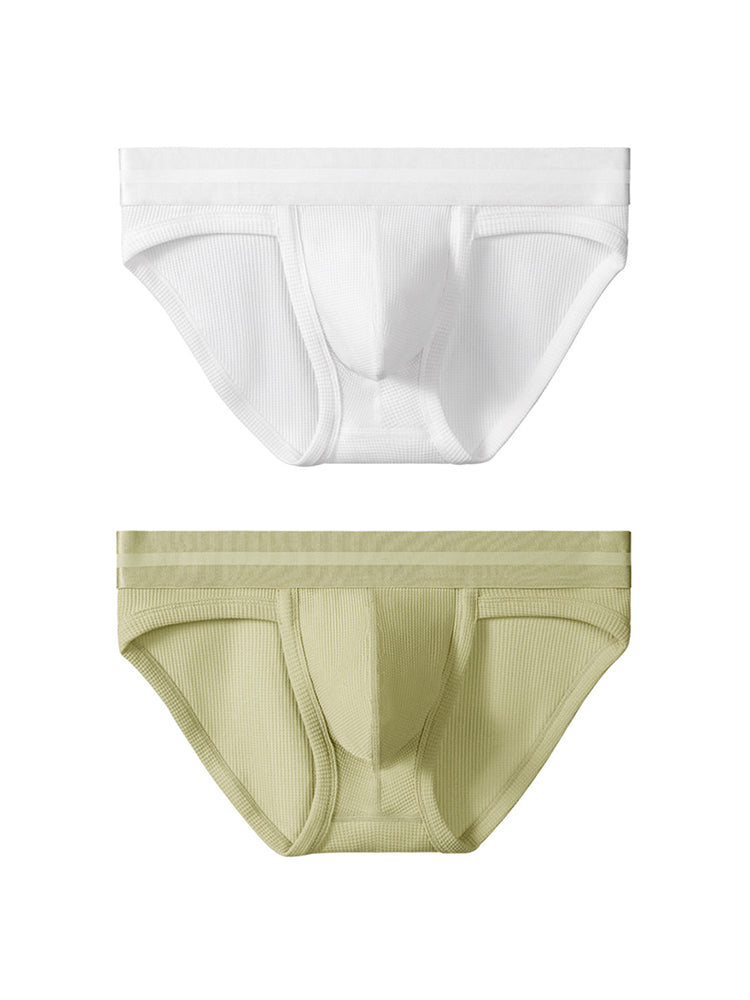 2 Pack Men's Waffle-Knit Cotton Separable Scrotum Support Briefs | dmunderwear detail image 16