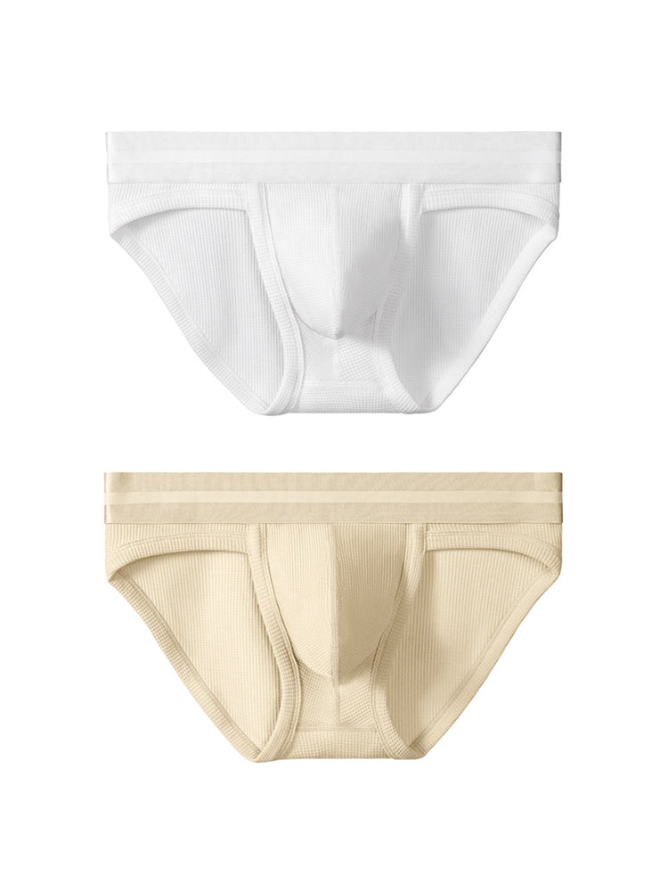 2 Pack Men's Waffle-Knit Cotton Separable Scrotum Support Briefs | dmunderwear detail image 2