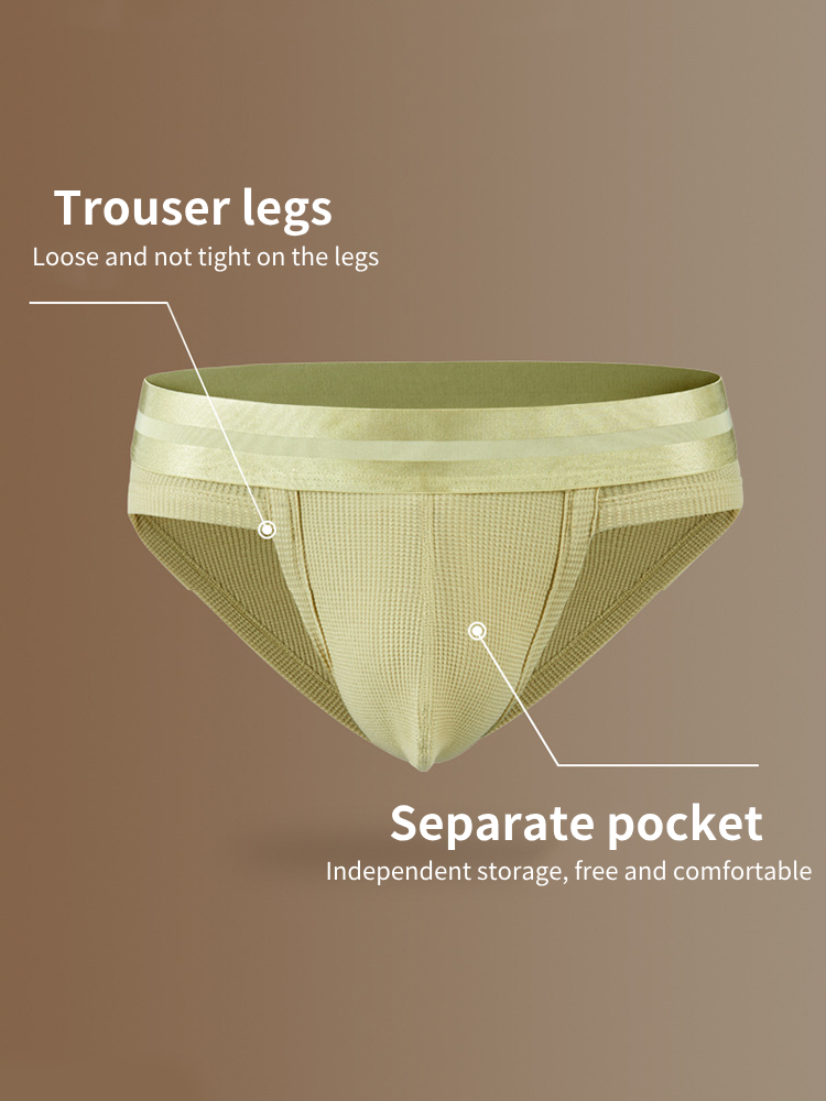 2 Pack Men's Waffle-Knit Cotton Separable Scrotum Support Briefs | dmunderwear detail image 5