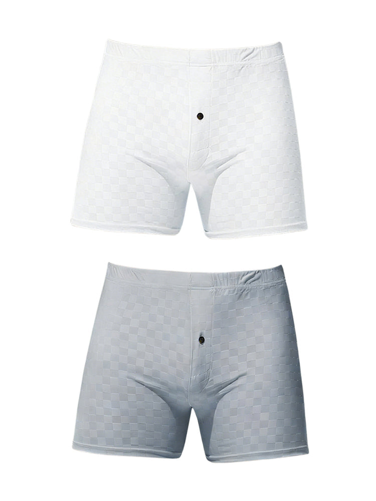 2 Pack Men's Workout Ready Built to Prevent Chafing Ice Silk Boxer Briefs | dmunderwear detail image 2