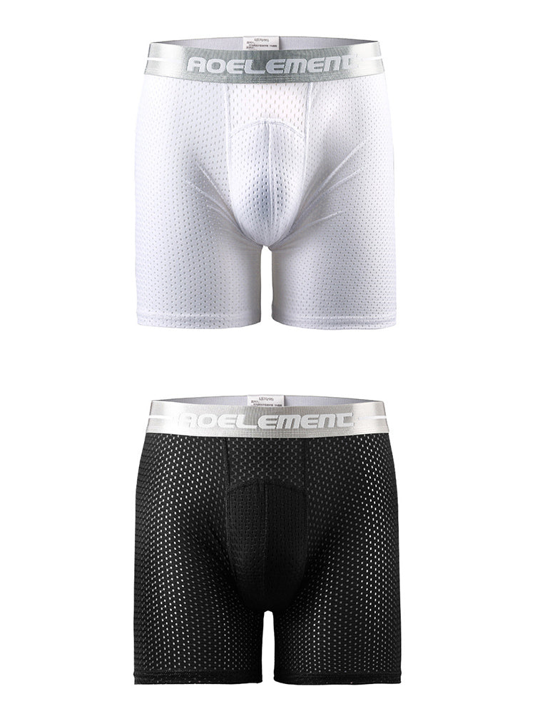 2 Pack Mesh Ice Silk Moisture Wicking Sport Boxer Underwear | dmunderwear detail image 2