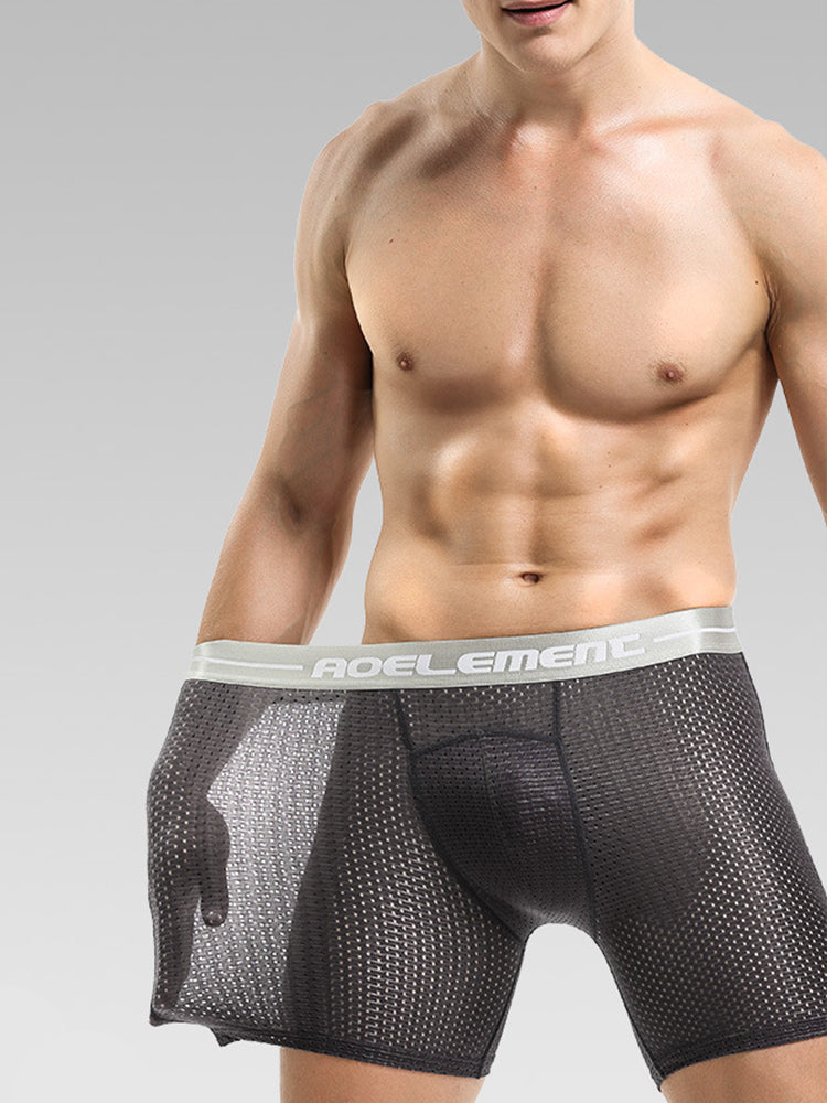 2 Pack Mesh Ice Silk Moisture Wicking Sport Boxer Underwear | dmunderwear detail image 3