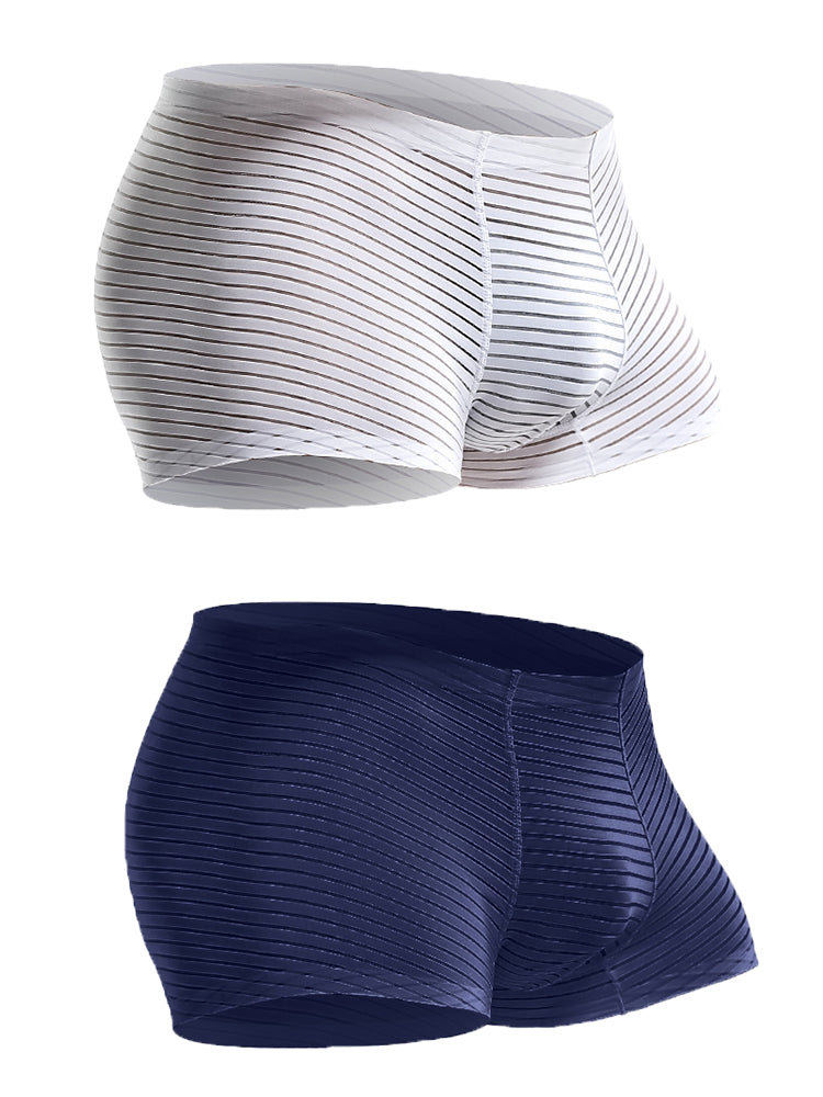 2 Pack Silk Striped Men's Super Thin Underwear | dmunderwear detail image 14
