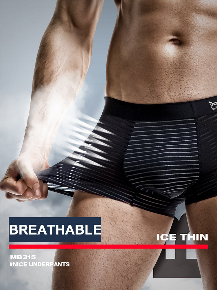 2 Pack Silk Striped Men's Super Thin Underwear | dmunderwear detail image 4