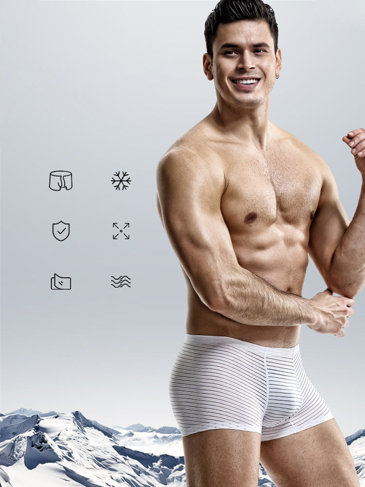 2 Pack Silk Striped Men's Super Thin Underwear | dmunderwear detail image 7