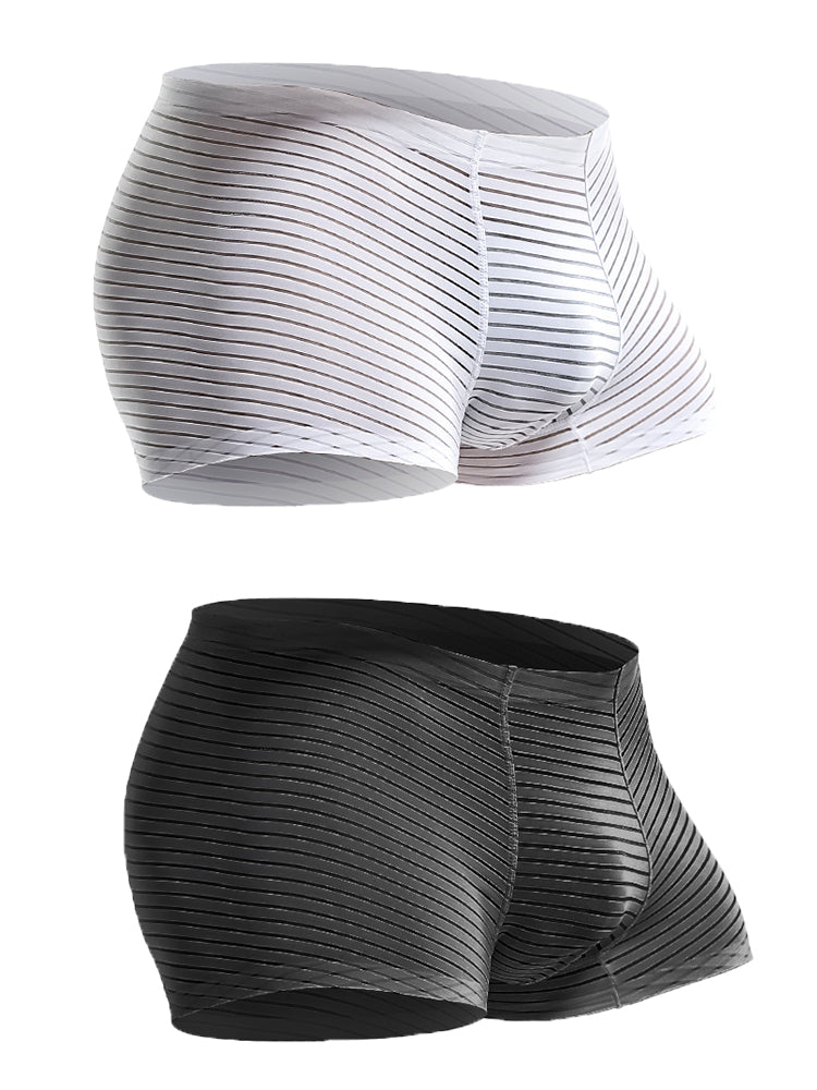 2 Pack Silk Striped Men's Super Thin Underwear | dmunderwear detail image 8