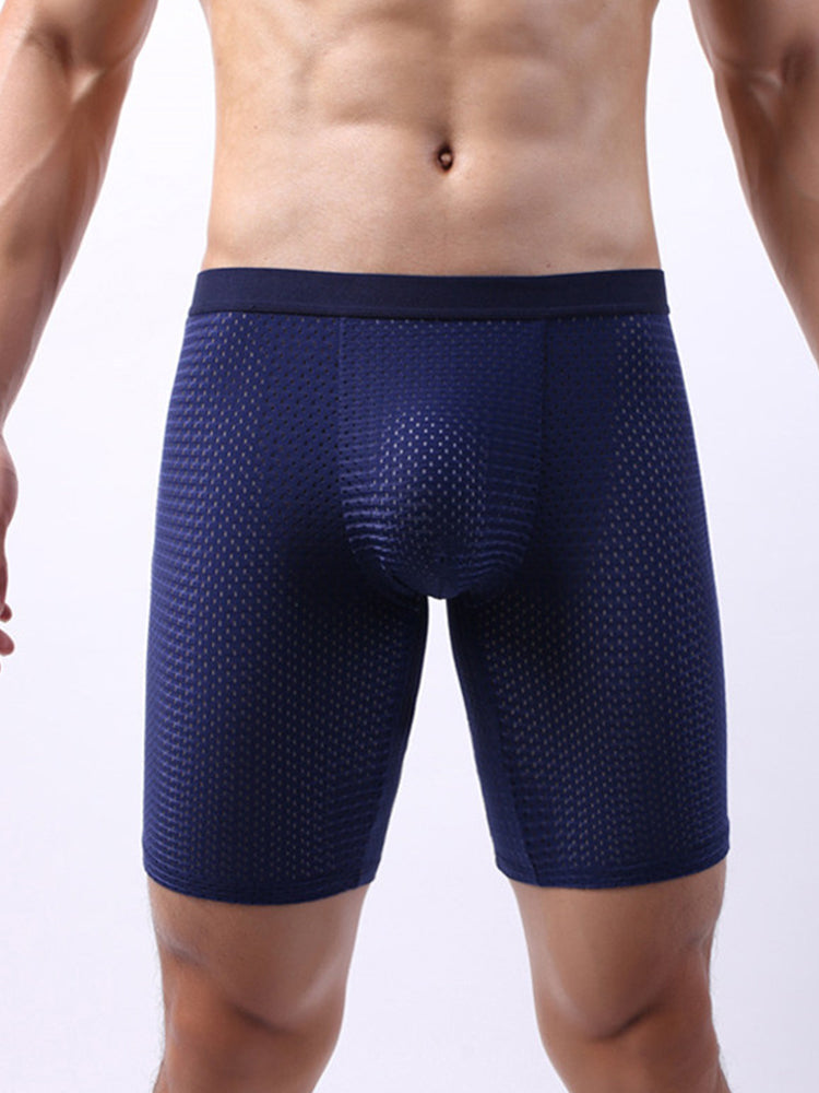 3 Pack Men's Anti-chafing Mesh Long Boxer Briefs | dmunderwear detail image 11