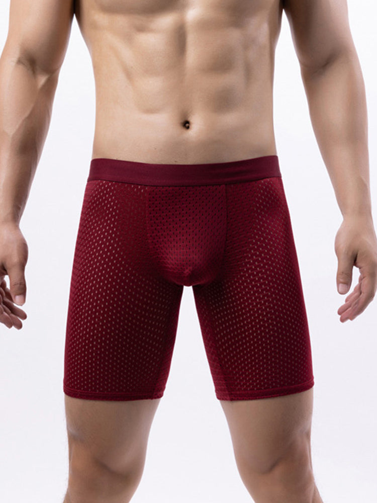 3 Pack Men's Anti-chafing Mesh Long Boxer Briefs | dmunderwear detail image 12