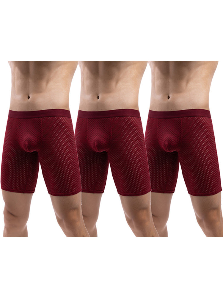 3 Pack Men's Anti-chafing Mesh Long Boxer Briefs | dmunderwear detail image 19