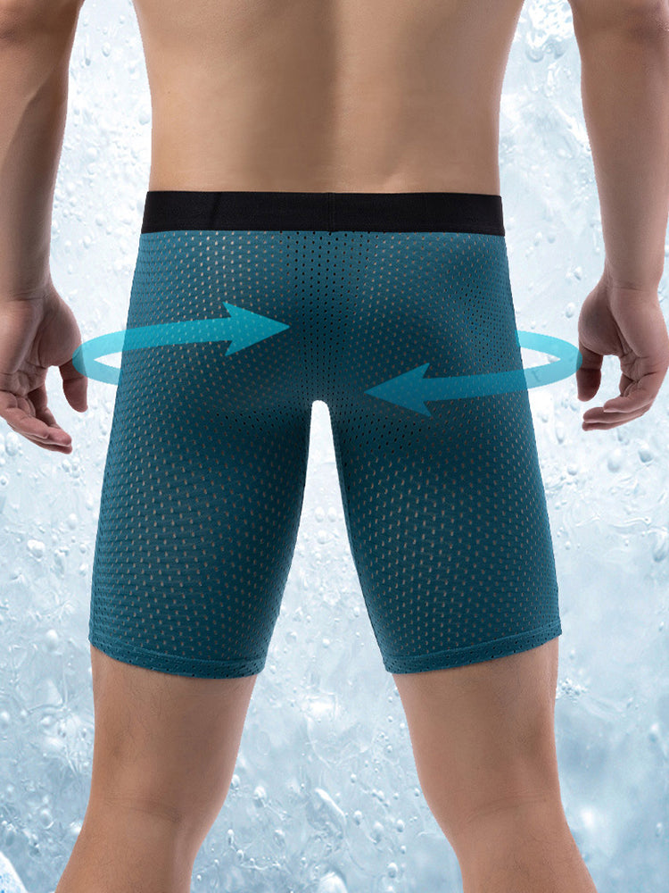 3 Pack Men's Anti-chafing Mesh Long Boxer Briefs | dmunderwear detail image 7
