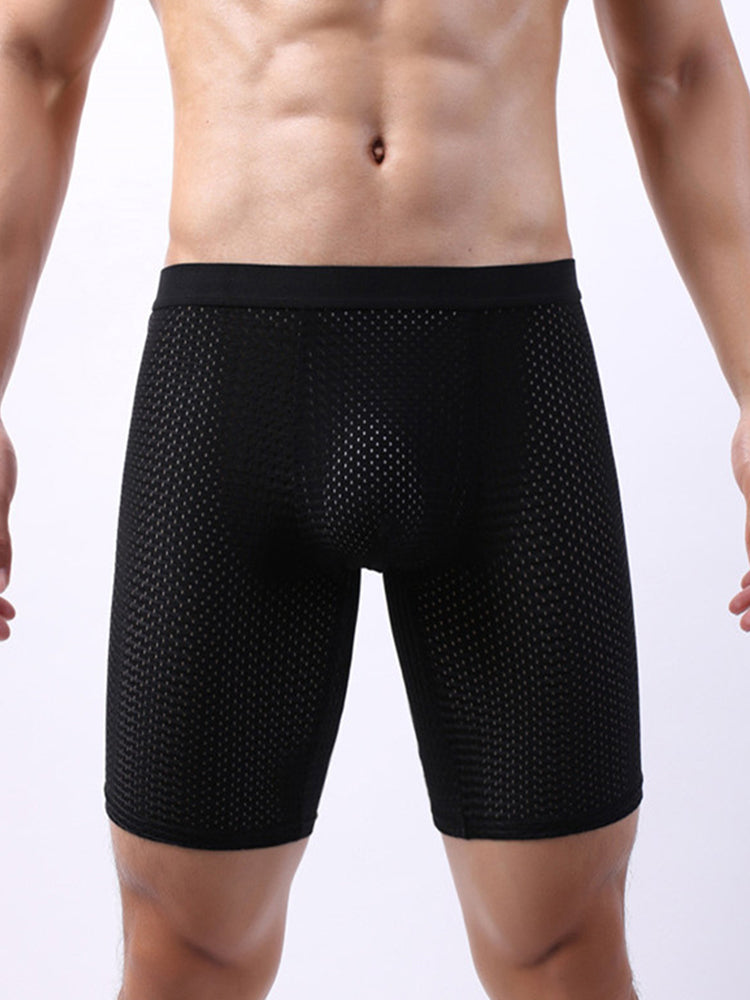3 Pack Men's Anti-chafing Mesh Long Boxer Briefs | dmunderwear detail image 8