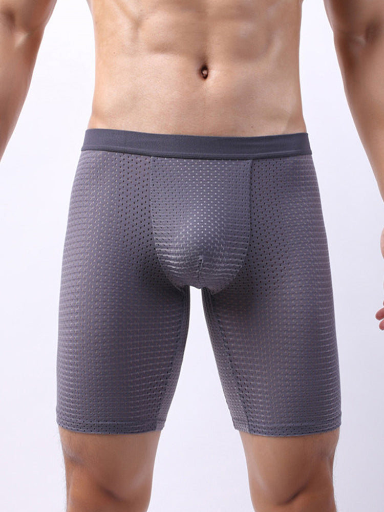 3 Pack Men's Anti-chafing Mesh Long Boxer Briefs | dmunderwear detail image 9
