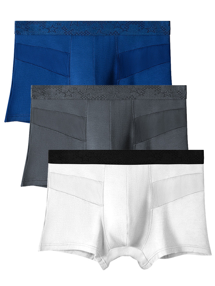 3 Pack Men's Breathable Splicing Mesh Trunks | dmunderwear detail image 17