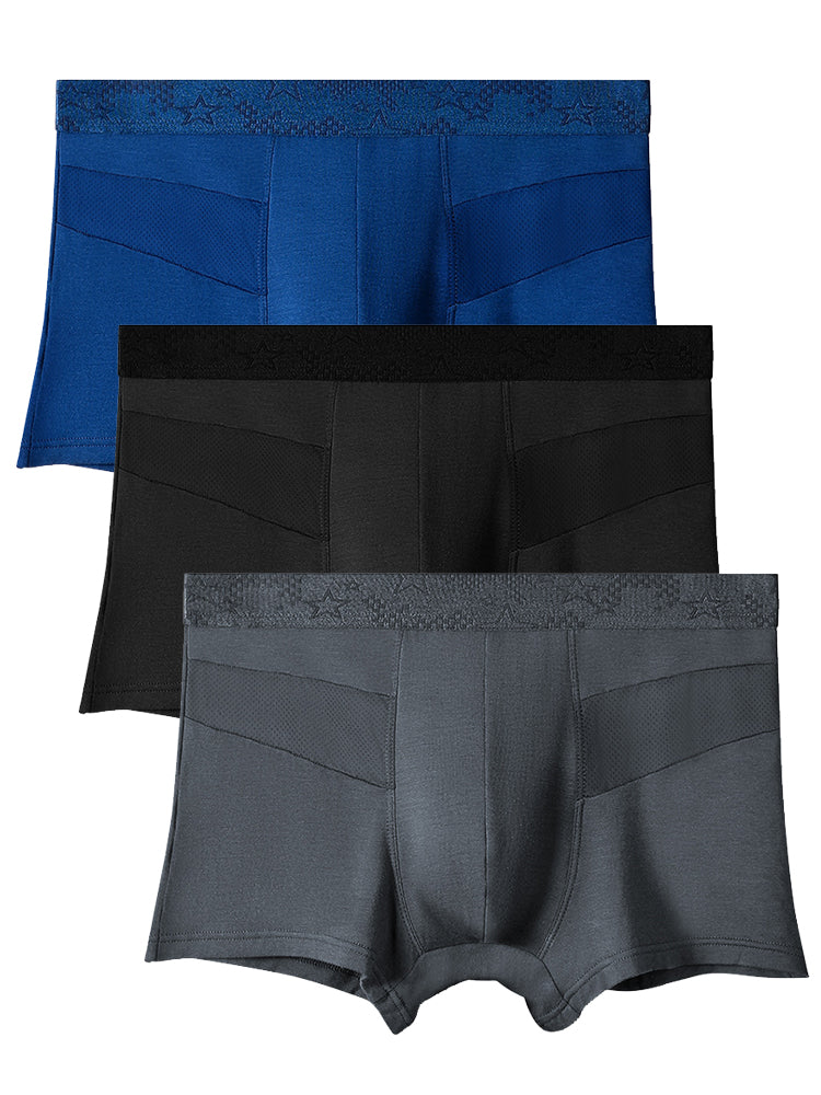 3 Pack Men's Breathable Splicing Mesh Trunks | dmunderwear detail image 2