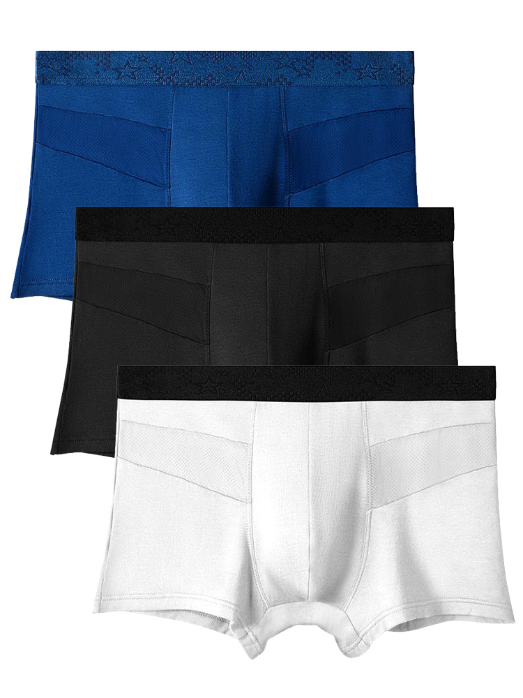 3 Pack Men's Breathable Splicing Mesh Trunks | dmunderwear detail image 7