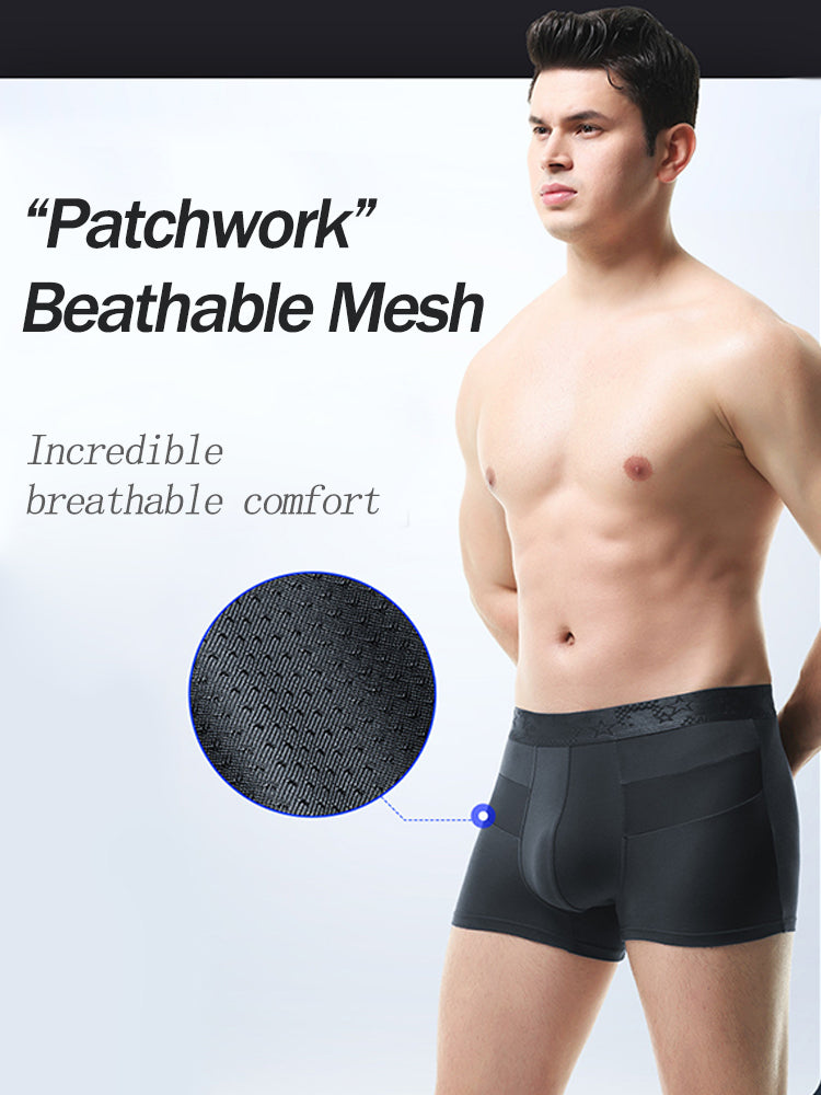 3 Pack Men's Breathable Splicing Mesh Trunks | dmunderwear detail image 9