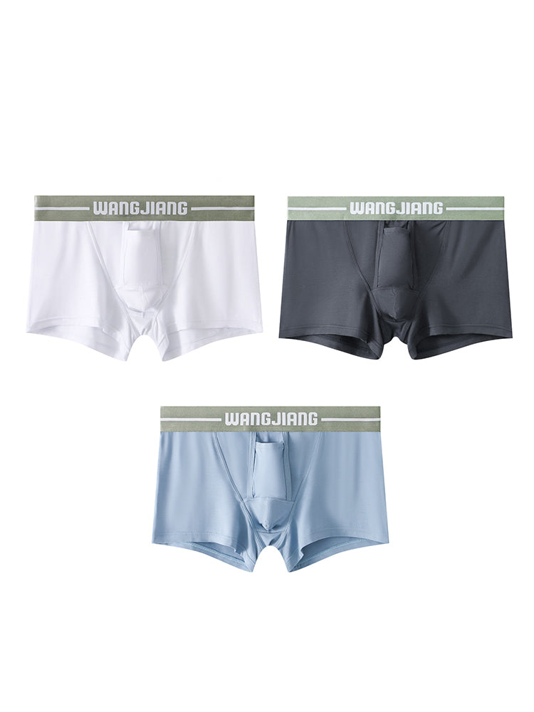 3 Pack Men's Breathable Trunks with Front Pouch | dmunderwear detail image 14