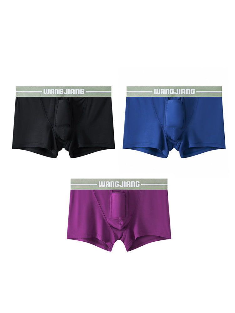 3 Pack Men's Breathable Trunks with Front Pouch | dmunderwear detail image 16