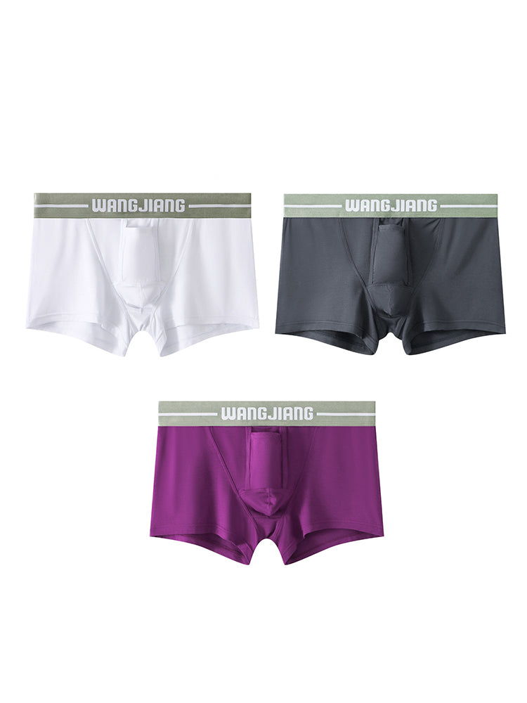 3 Pack Men's Breathable Trunks with Front Pouch | dmunderwear detail image 17