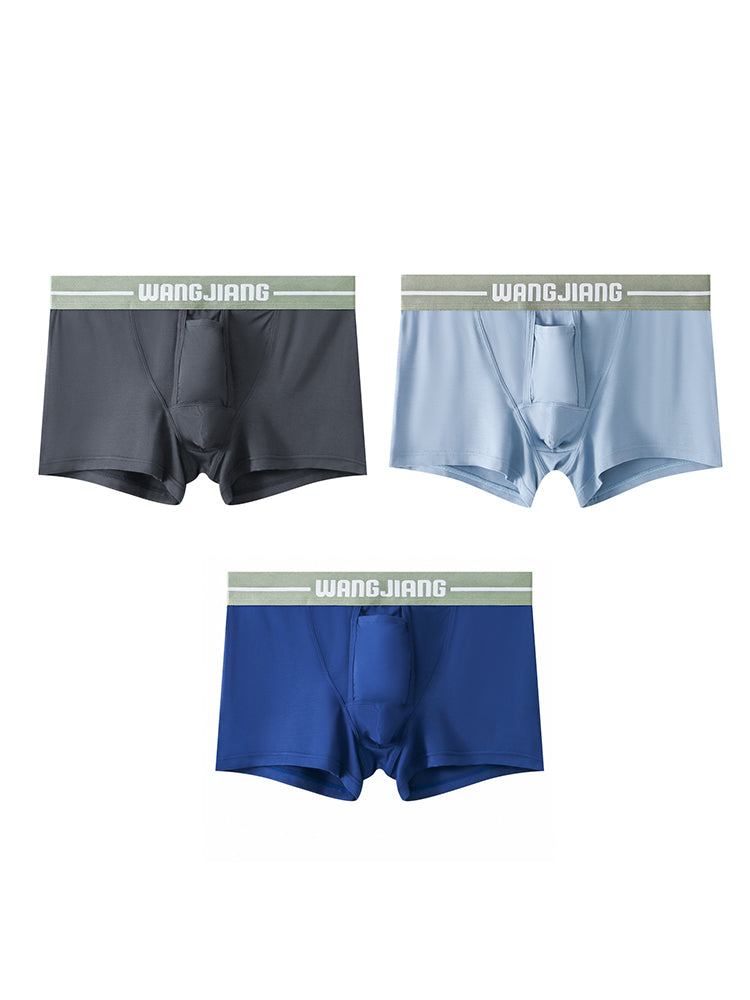 3 Pack Men's Breathable Trunks with Front Pouch | dmunderwear detail image 18
