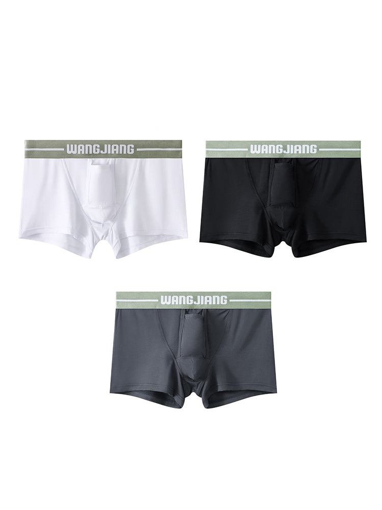 3 Pack Men's Breathable Trunks with Front Pouch | dmunderwear detail image 2
