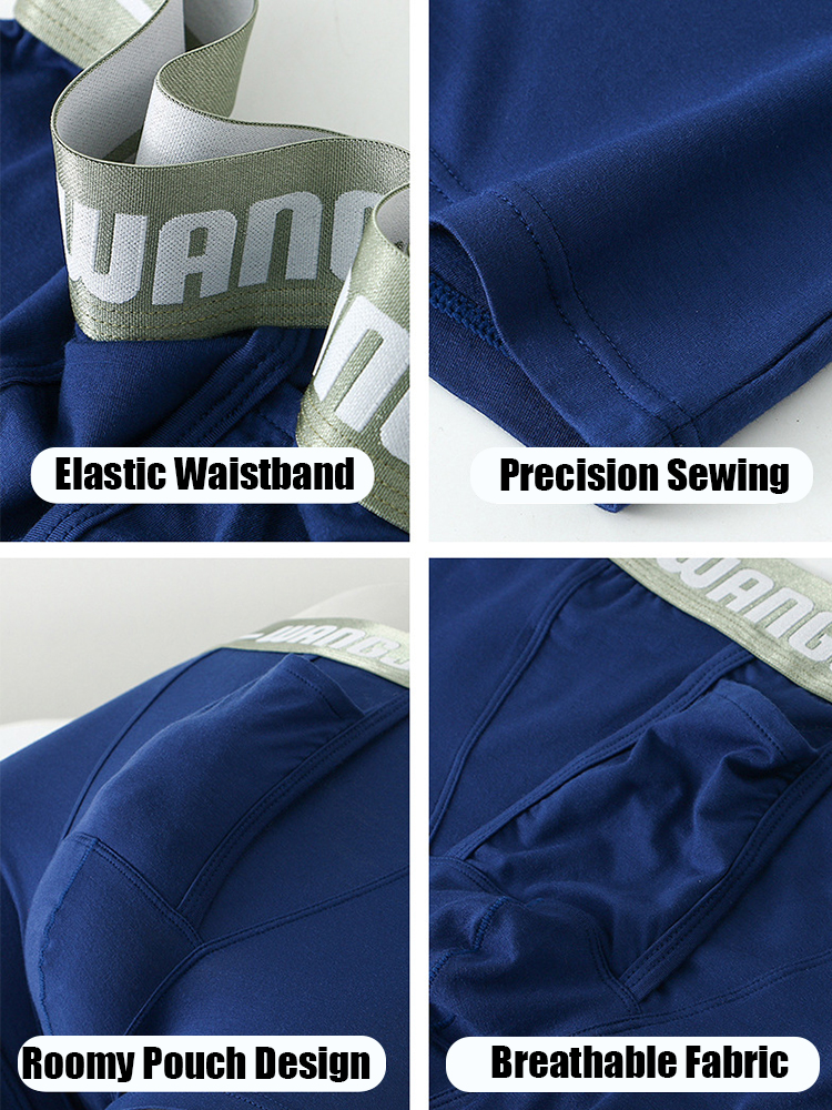 3 Pack Men's Breathable Trunks with Front Pouch | dmunderwear detail image 4