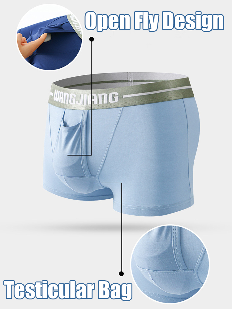 3 Pack Men's Breathable Trunks with Front Pouch | dmunderwear detail image 5
