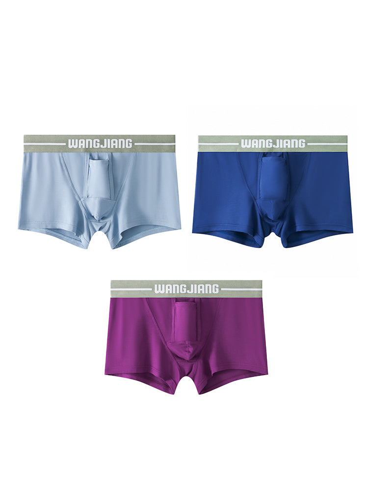 3 Pack Men's Breathable Trunks with Front Pouch | dmunderwear detail image 8