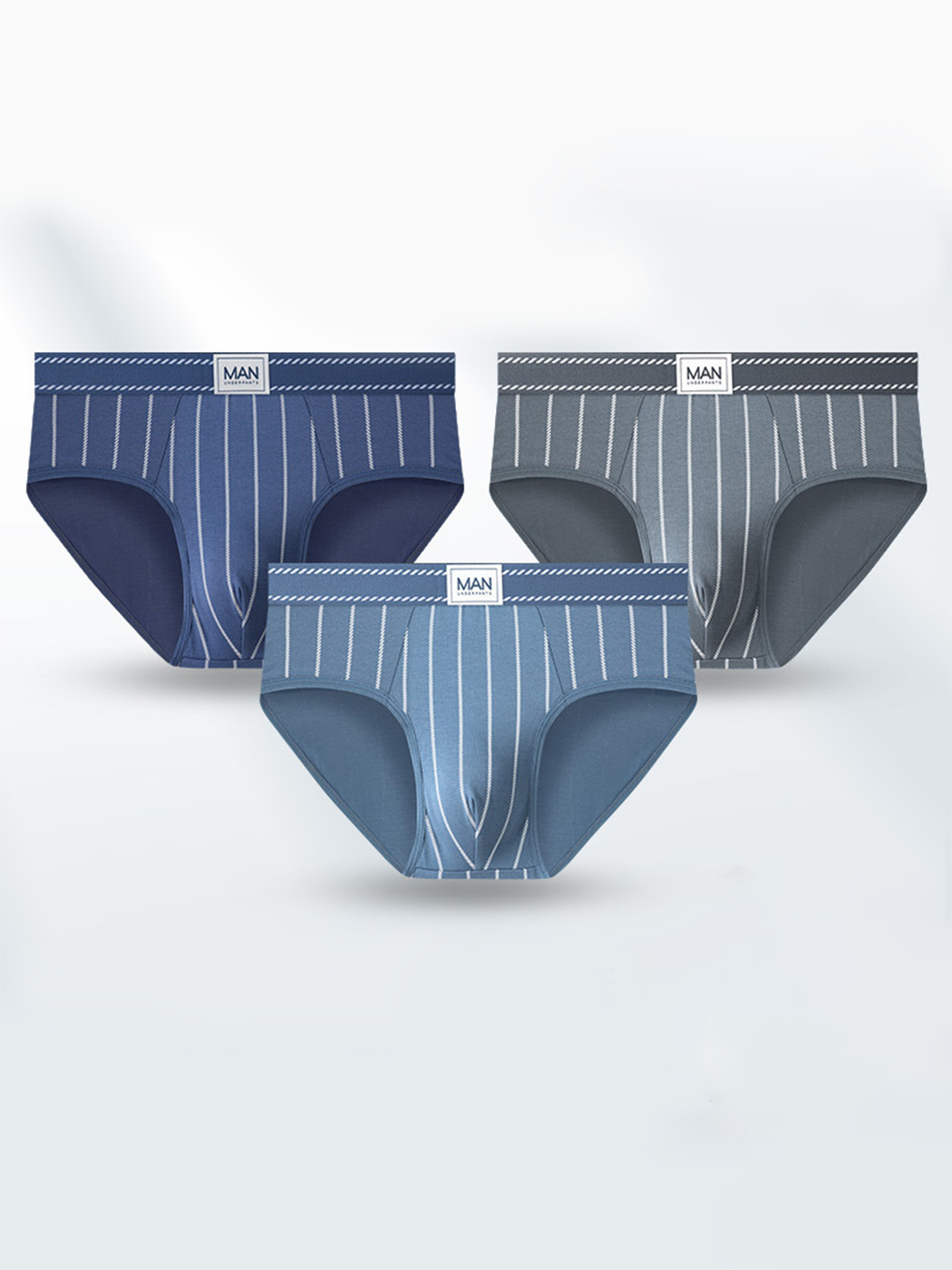 3 Pack Men's Classic Striped Briefs | dmunderwear detail image 2