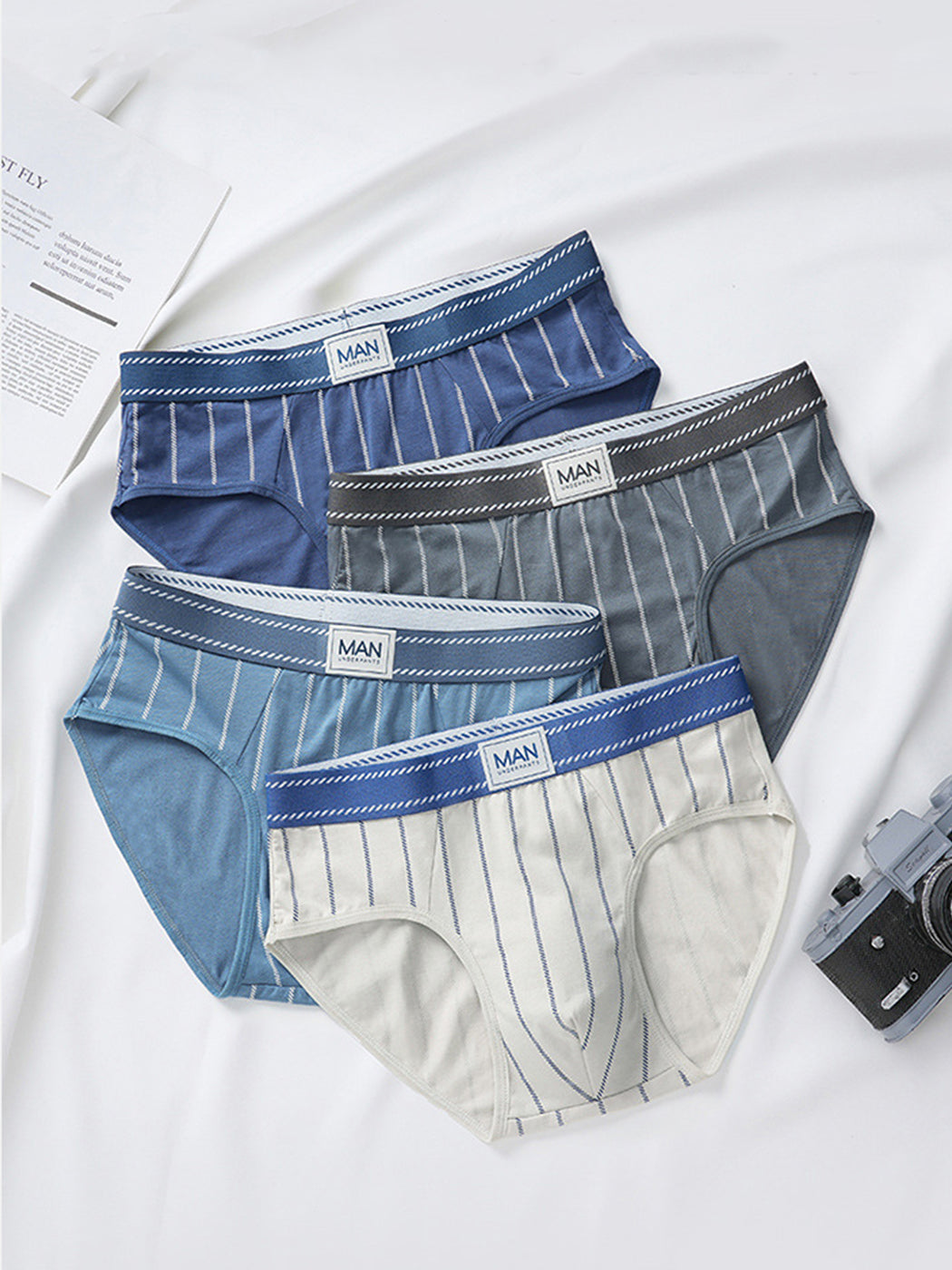 3 Pack Men's Classic Striped Briefs | dmunderwear detail image 3