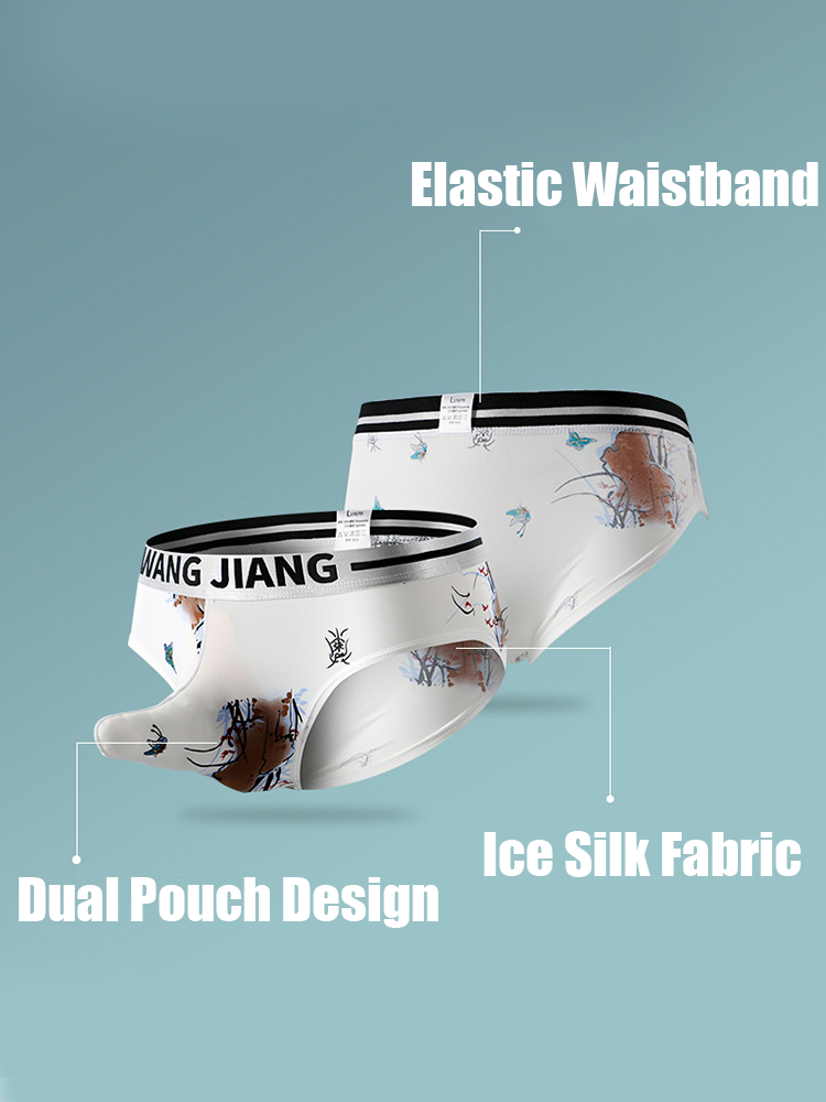 3 Pack Men's Ice Silk Dual Pouch Briefs | dmunderwear detail image 12