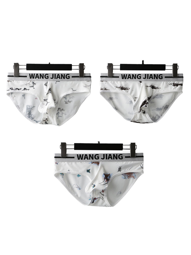 3 Pack Men's Ice Silk Dual Pouch Briefs | dmunderwear detail image 13