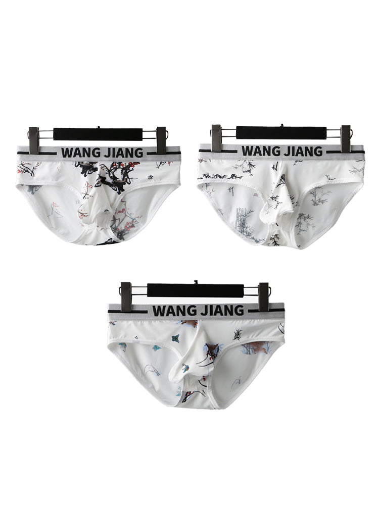 3 Pack Men's Ice Silk Dual Pouch Briefs | dmunderwear detail image 2