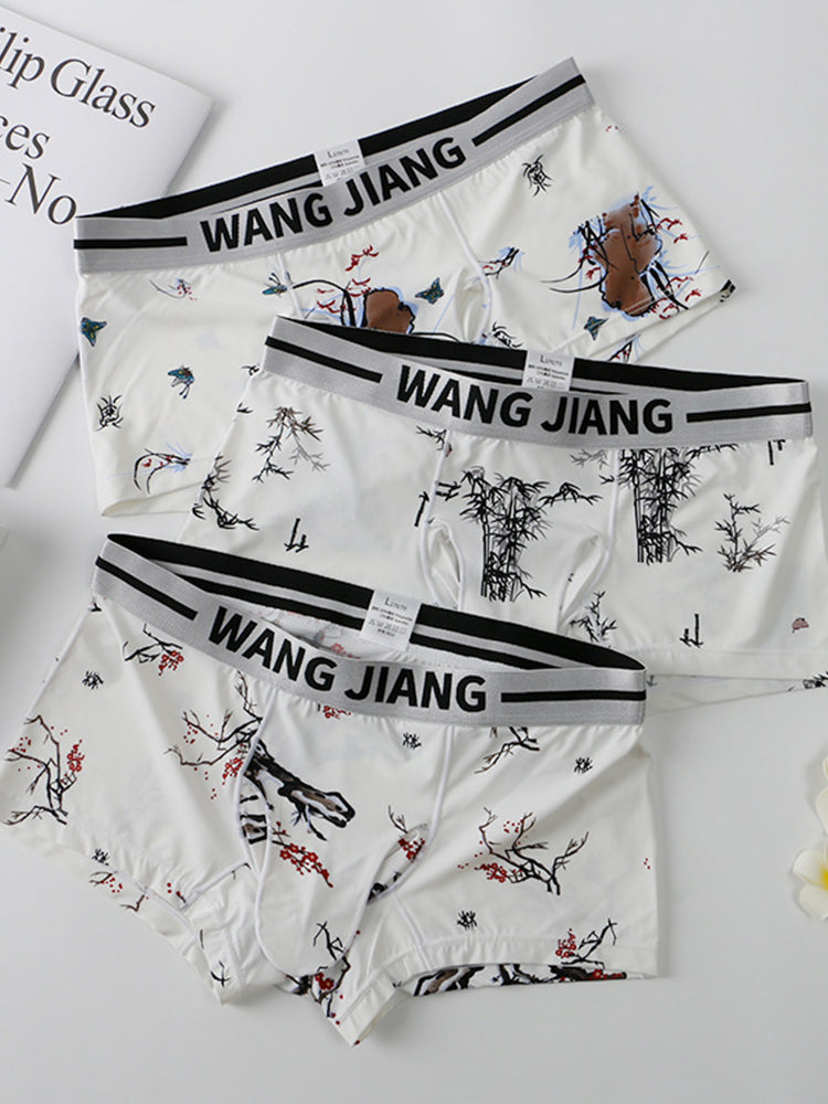 3 Pack Men's Ice Silk Dual Pouch Trunks | dmunderwear detail image 13