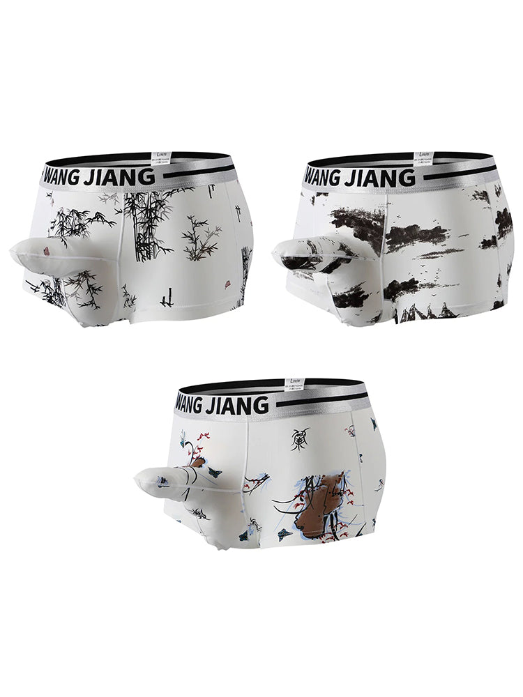 3 Pack Men's Ice Silk Dual Pouch Trunks | dmunderwear detail image 14