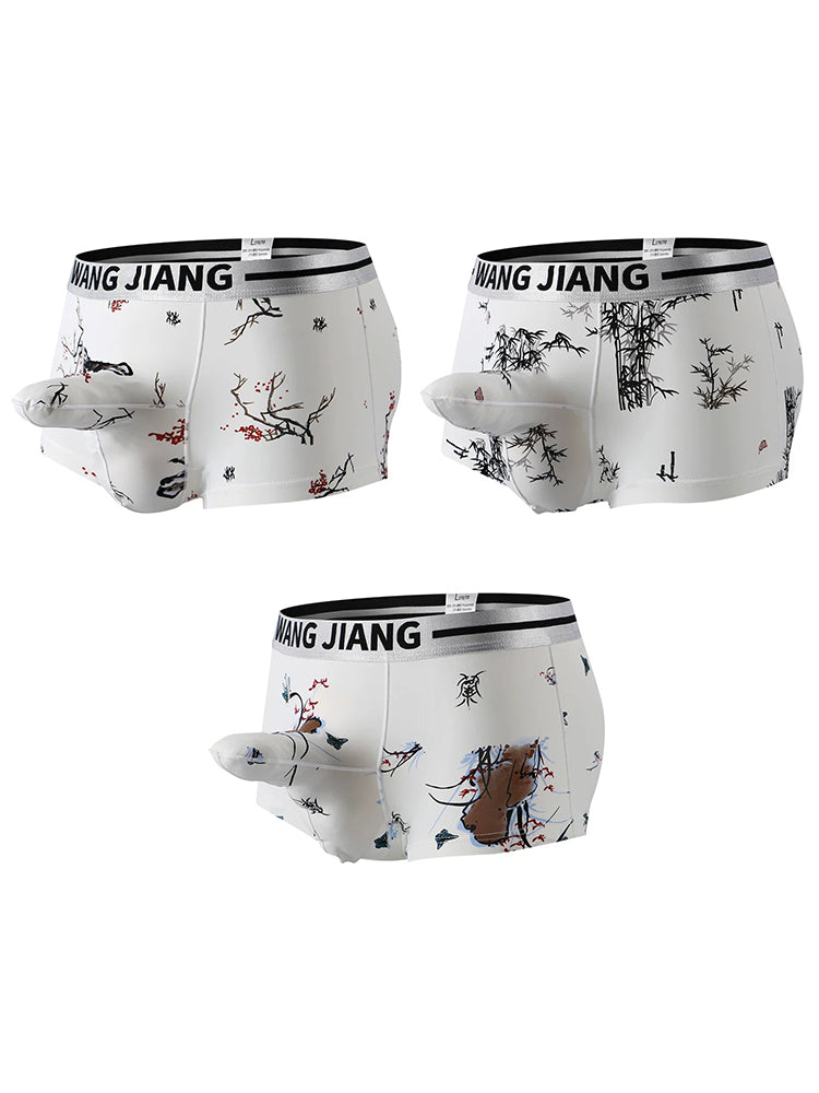 3 Pack Men's Ice Silk Dual Pouch Trunks | dmunderwear detail image 2