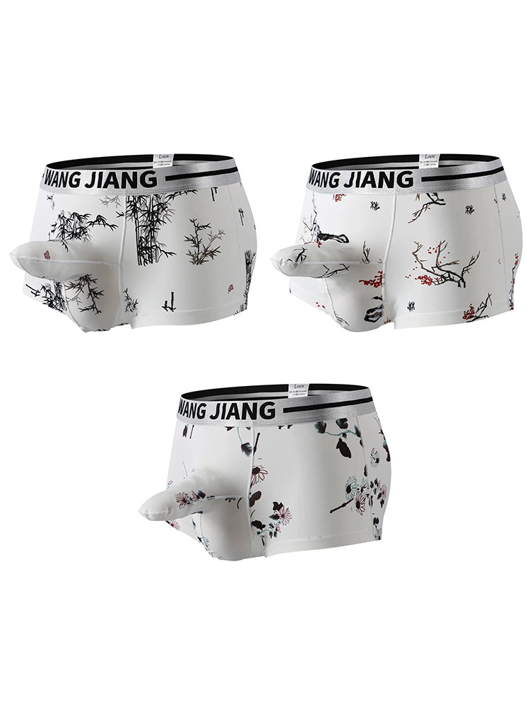 3 Pack Men's Ice Silk Dual Pouch Trunks | dmunderwear detail image 20