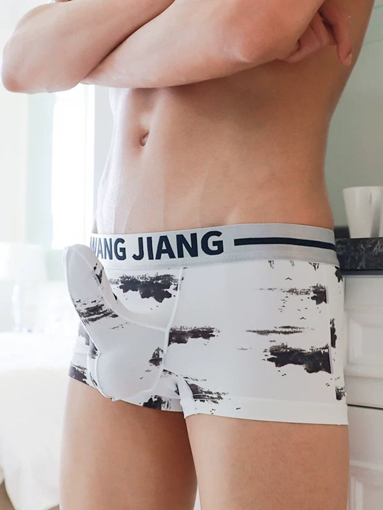 3 Pack Men's Ice Silk Dual Pouch Trunks | dmunderwear detail image 4