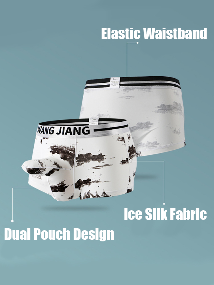 3 Pack Men's Ice Silk Dual Pouch Trunks | dmunderwear detail image 7