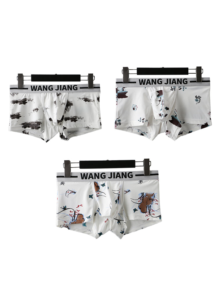 3 Pack Men's Ice Silk U Convex Pouch Trunks with Fly | dmunderwear detail image 14