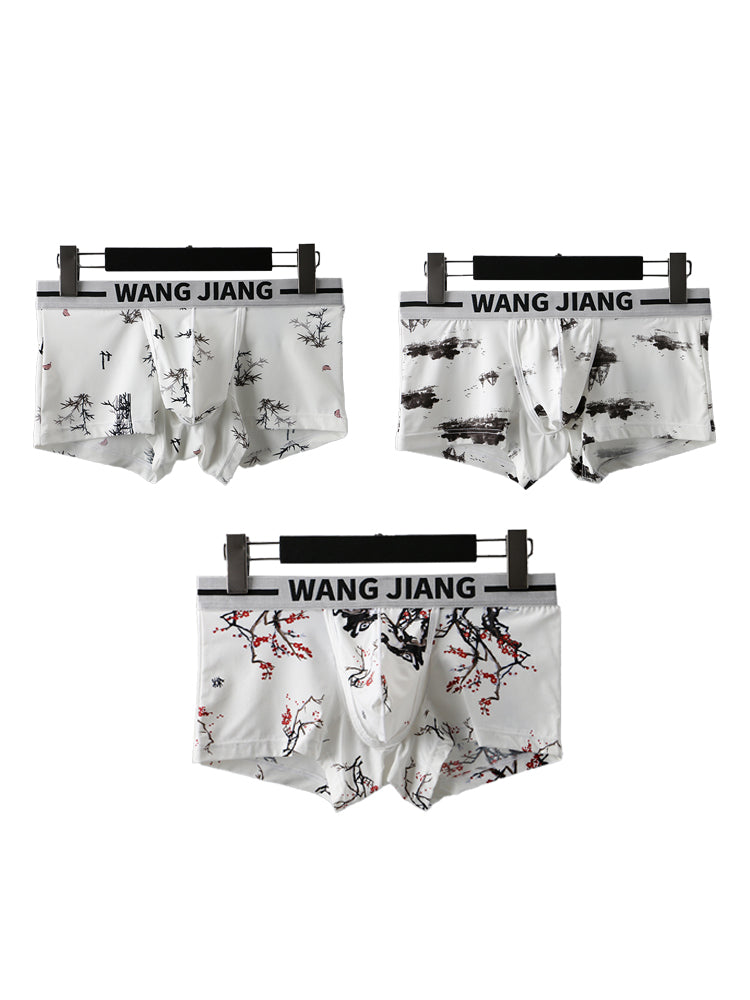 3 Pack Men's Ice Silk U Convex Pouch Trunks with Fly | dmunderwear detail image 15