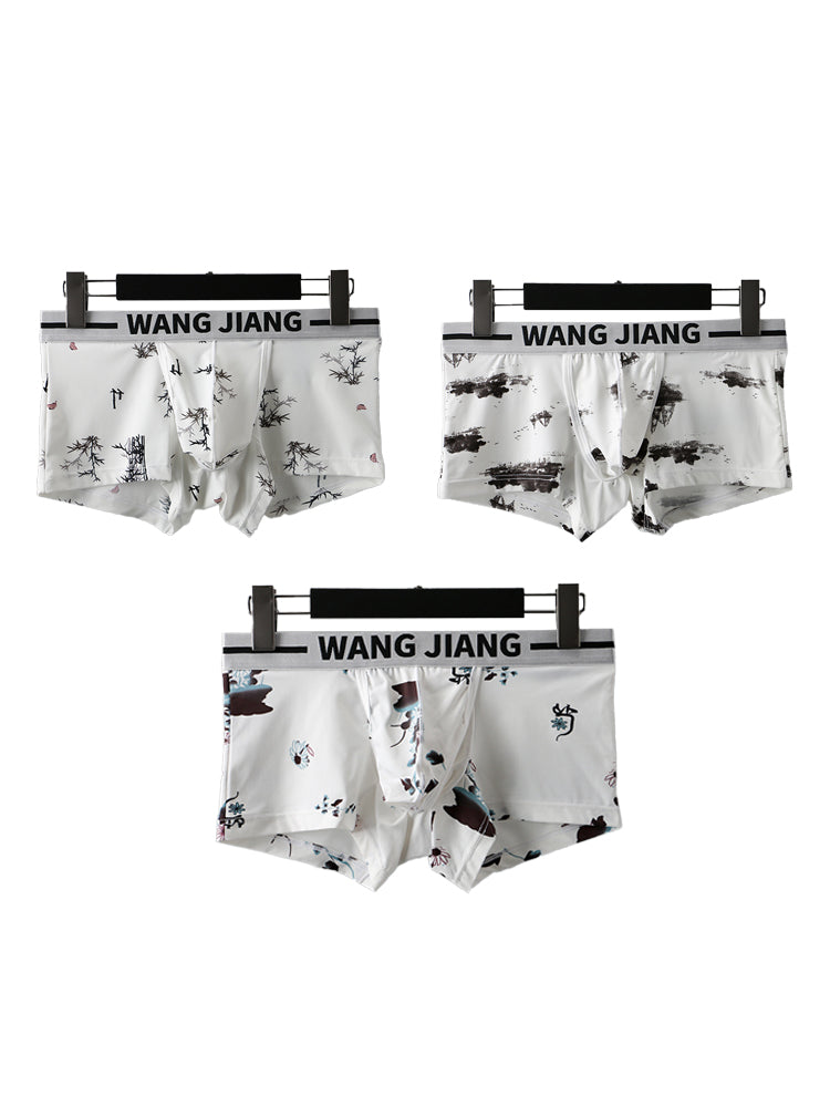 3 Pack Men's Ice Silk U Convex Pouch Trunks with Fly | dmunderwear detail image 2