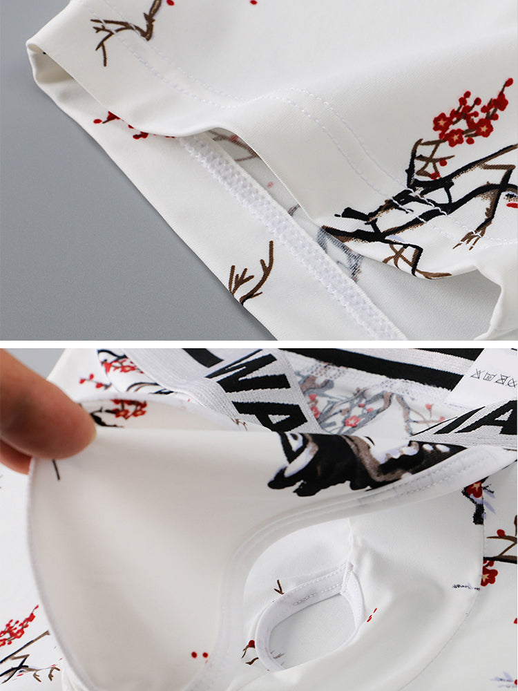 3 Pack Men's Ice Silk U Convex Pouch Trunks with Fly | dmunderwear detail image 5