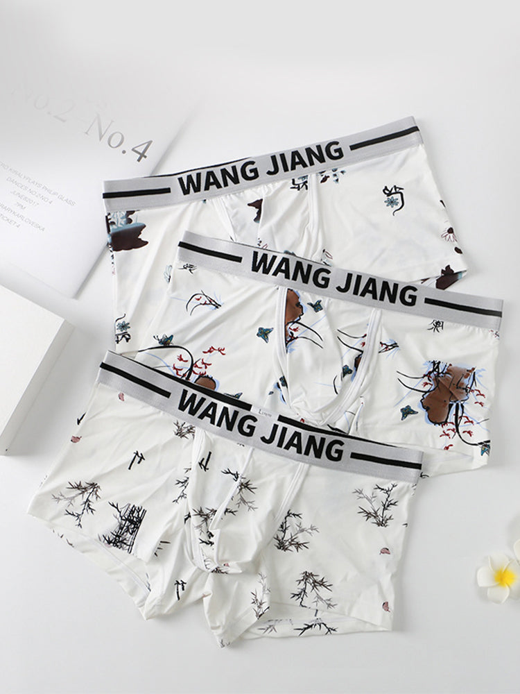 3 Pack Men's Ice Silk U Convex Pouch Trunks with Fly | dmunderwear detail image 7