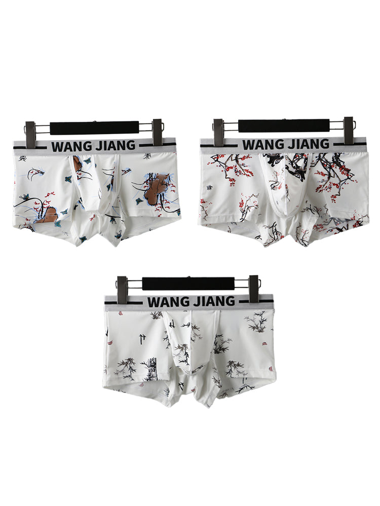 3 Pack Men's Ice Silk U Convex Pouch Trunks with Fly | dmunderwear detail image 8