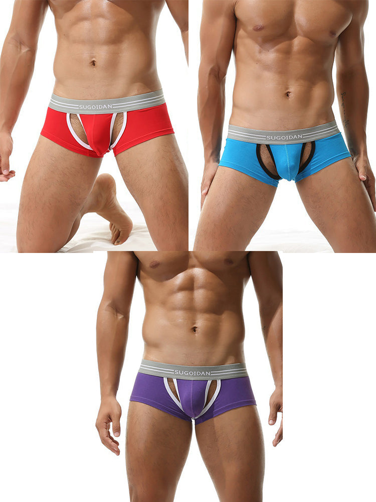 3 Pack Men's Sexy Cutout Trunks with Lift-up Pouch | dmunderwear detail image 14