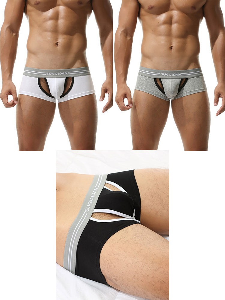 3 Pack Men's Sexy Cutout Trunks with Lift-up Pouch | dmunderwear detail image 20